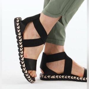 Sorel Ella black espadrille sandals